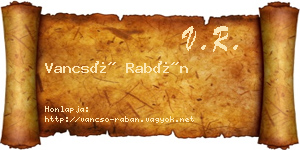 Vancsó Rabán névjegykártya